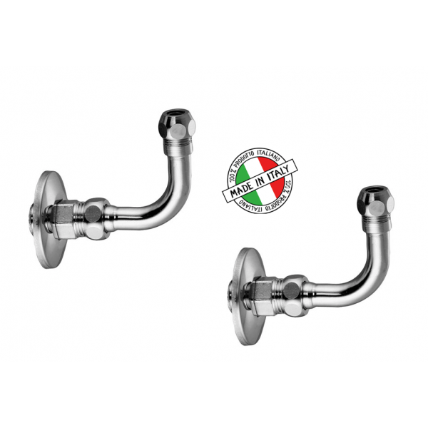 2 Pezzi Curvetta sottolavabo in ottone cromato 1/2 x 10 per collegamento lavabo bidet cucina