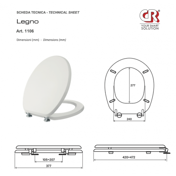 Copriwater Sedile per WC universale in legno bianco - CR - immagine 4