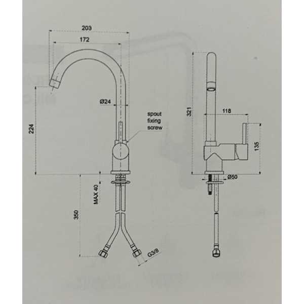 Miscelatore Lavello Cucina Serie Micro Bocca Alta Canna a Ponte - OIOLI RUBINETTERIE - immagine 2