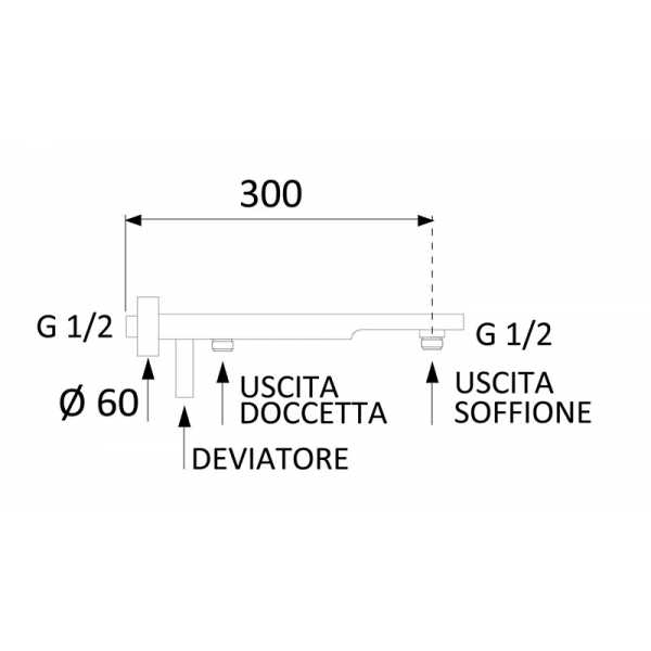 Braccio doccia con deviatore minimal 1/2 cm 30 - Remer Rubinetteria - immagine 3