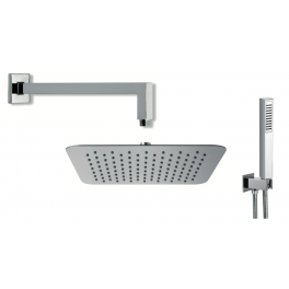 Kit Doccia Incasso Con Soffione 20 cm Quadro Inox, Braccio e Doccetta