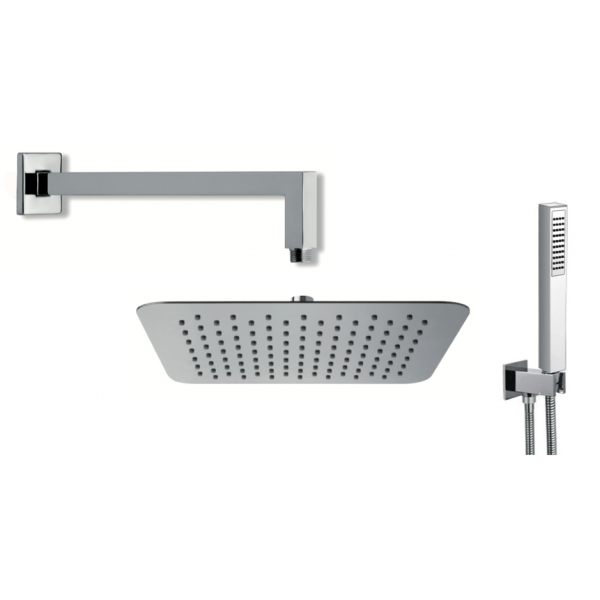 Kit Doccia Incasso Con Soffione 20 cm Quadro Inox, Braccio e Doccetta