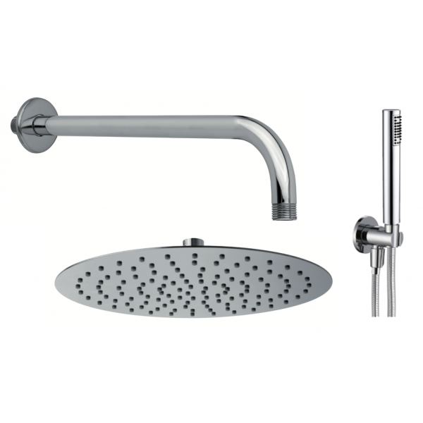 Kit Doccia Incasso Con Soffione 20 cm Tondo Inox, Braccio e Doccetta