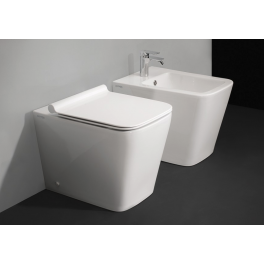 Coppia sanitari Althea serie Fuji Rimless filo muro, Vaso + Bidet