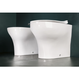 Coppia sanitari Althea serie Soli Rimless filo muro, Vaso + Bidet