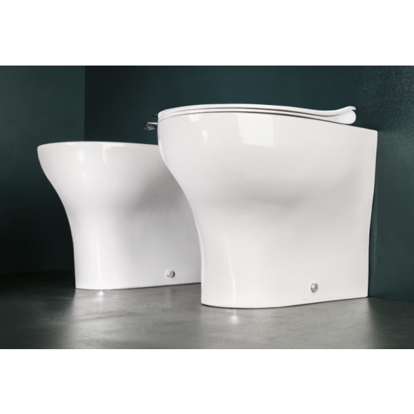 Coppia sanitari Althea serie Soli Rimless filo muro, Vaso + Bidet