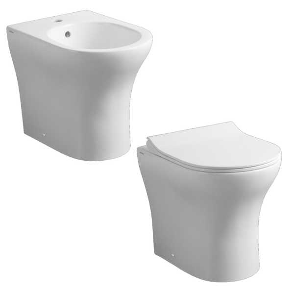 Coppia sanitari Althea serie Soli Rimless filo muro, Vaso + Bidet - immagine 2