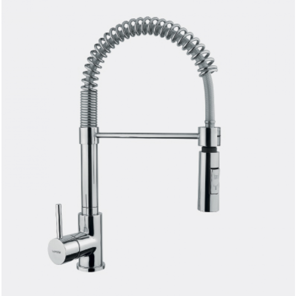 Miscelatore Lavello Cucina professionale con molla e doccetta a 2 getti Serie Micro - OIOLI RUBINETTERIE