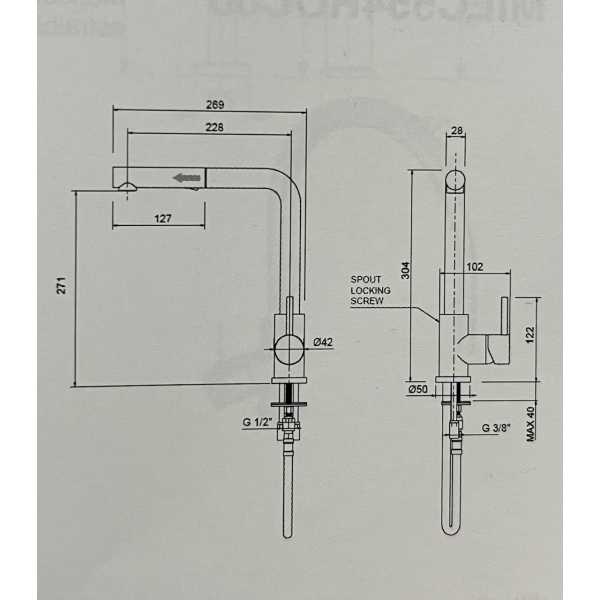 Miscelatore Lavello Cucina canna alta e doccia estraibile Serie Micro - OIOLI RUBINETTERIE - immagine 2