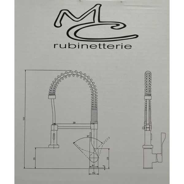 Miscelatore Lavello Cucina alto con molla completo di doccetta e flessibili - immagine 2