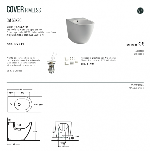 Bidet Cover traslato filo muro - Althea - immagine 3