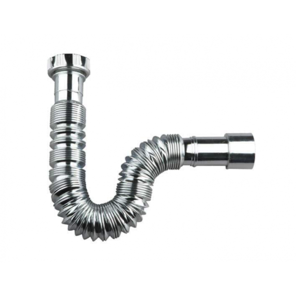 Tubo Sifone Flessibile Estensibile cromato da 11/4" Uscita 32/40