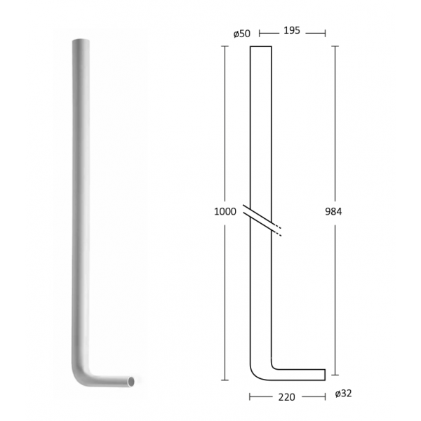 Tubo da 1 mt per Cassetta Wc Zaino d. 50 x 32