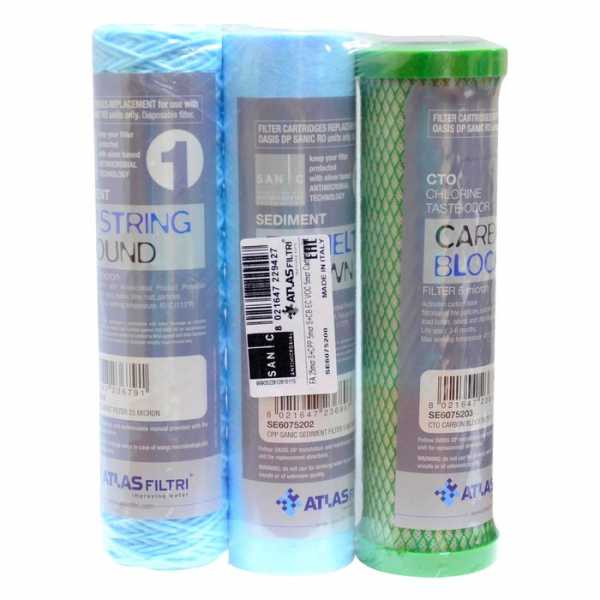 Kit 3 cartucce per Impianto Osmosi Inversa Oasis Trio - Atlas Filtri