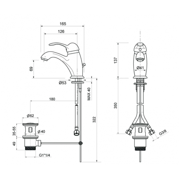 Miscelatore Lavabo Serie Arcana Con Piletta 11/4" - OIOLI RUBINETTERIE - immagine 2