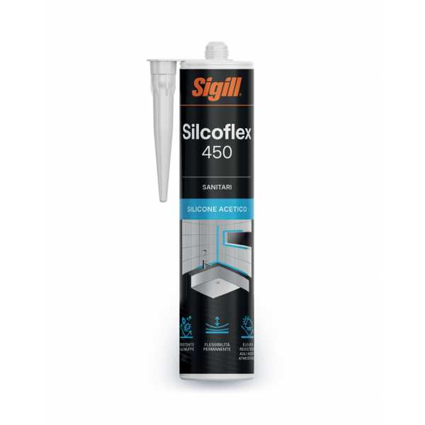 Silicone acetico trasparente resistente alle muffe universale Silcoflex 450 - Sigill