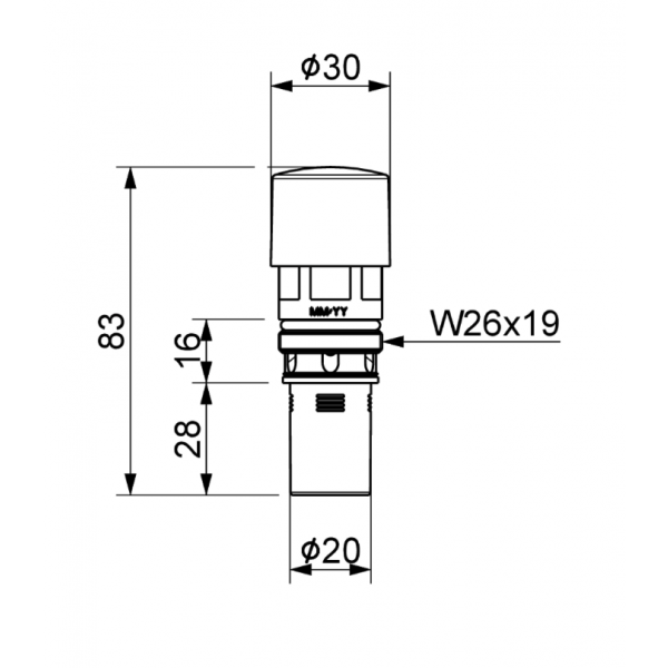 Cartuccia Termostatica per Rubinetto a pedale cod. 103A - MCM - immagine 2