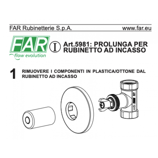 5960 Rubinetto ad incasso da 1/2 a cappuccio in ottone con rosone - FAR - immagine 2