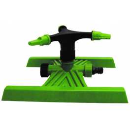 Irrigatore da giardino rotante con 3 braccia su base in plastica con raccordo rapido