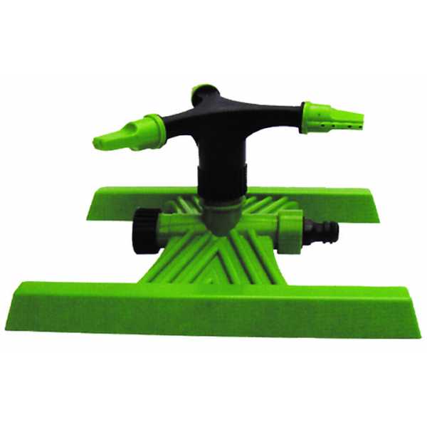 Irrigatore da giardino rotante con 3 braccia su base in plastica con raccordo rapido