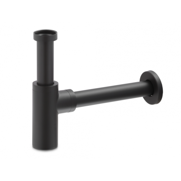 Sifone arredo a vista nero opaco per lavabo da 11/4" X 32 in ottone tondo