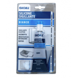 Silicone sigillante per sanitari bianco da 50ml con beccuccio e chiavetta stringitubetto - Sigill