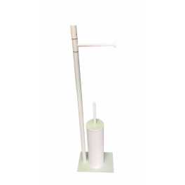 Piantana wc bagno con scopino e porta carta bianco opaco - CQUBO