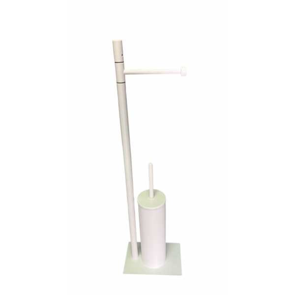 Piantana wc bagno con scopino e porta carta bianco opaco - CQUBO