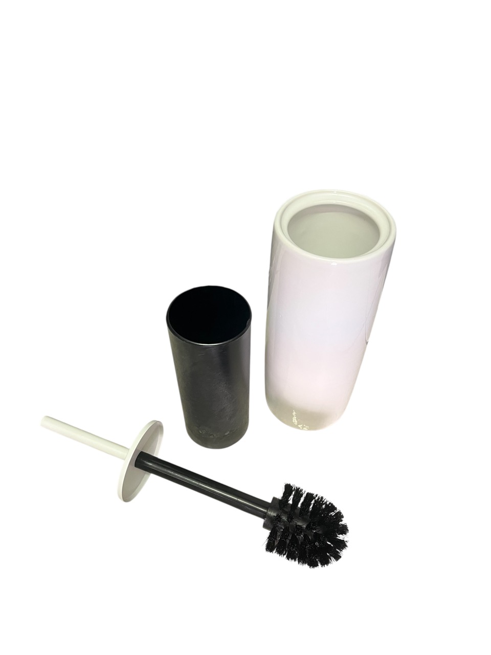 Porta scopino da terra in ceramica rotondo da bagno bianco opaco - CQUBO - immagine 3