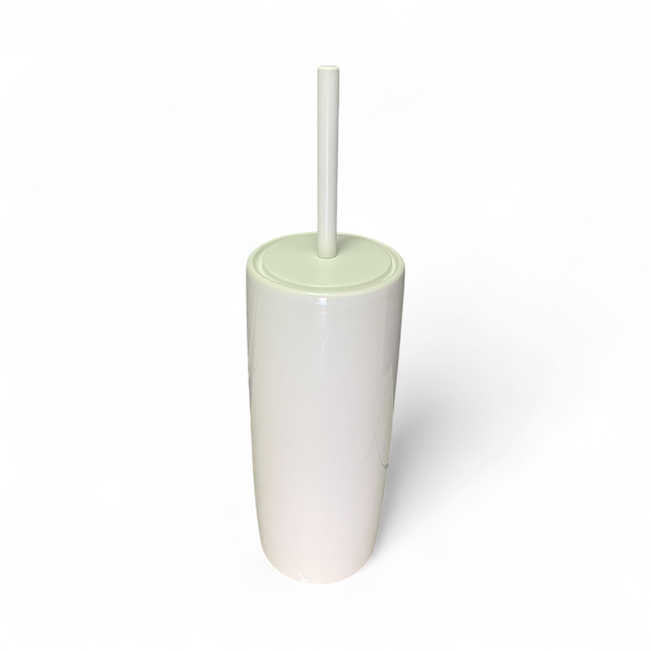 Porta scopino da terra in ceramica rotondo da bagno bianco opaco - CQUBO