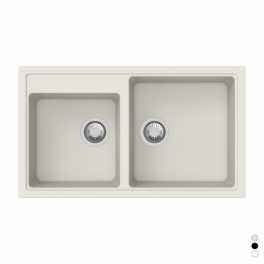 Lavello incasso 2 vasche 86 x 50 pietra plus Bianco  - Apell