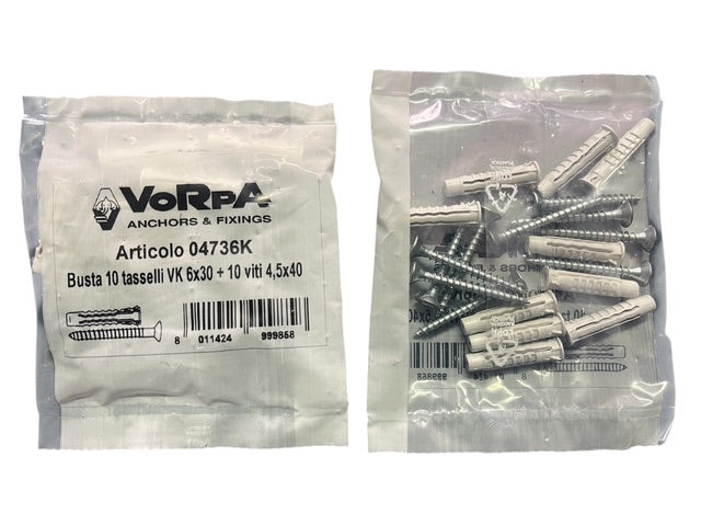 Busta con 10 pz tassello universale con vite 6 x 30 - Vorpa