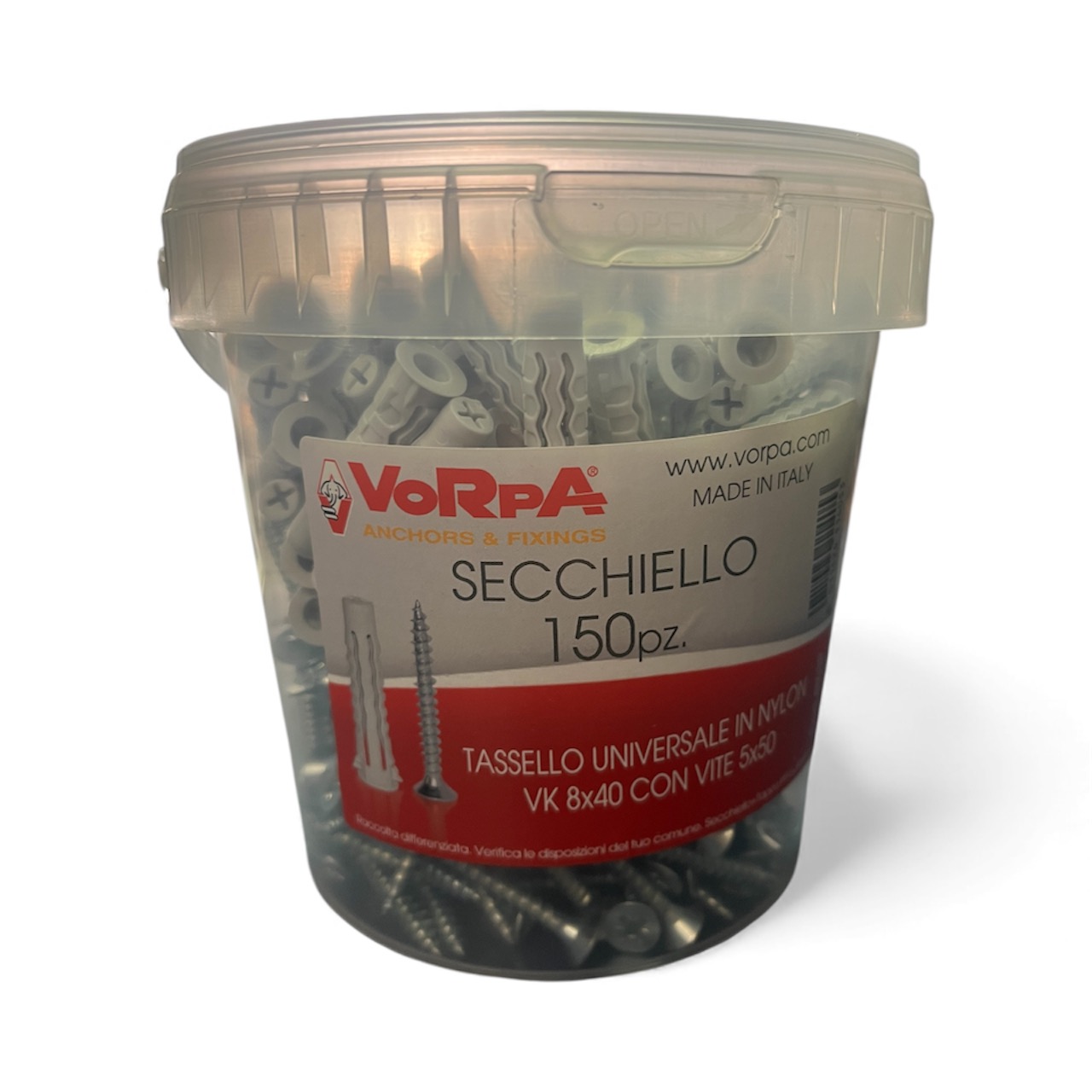 Box secchiello 150 pz tassello universale con vite 8 x 40 - Vorpa