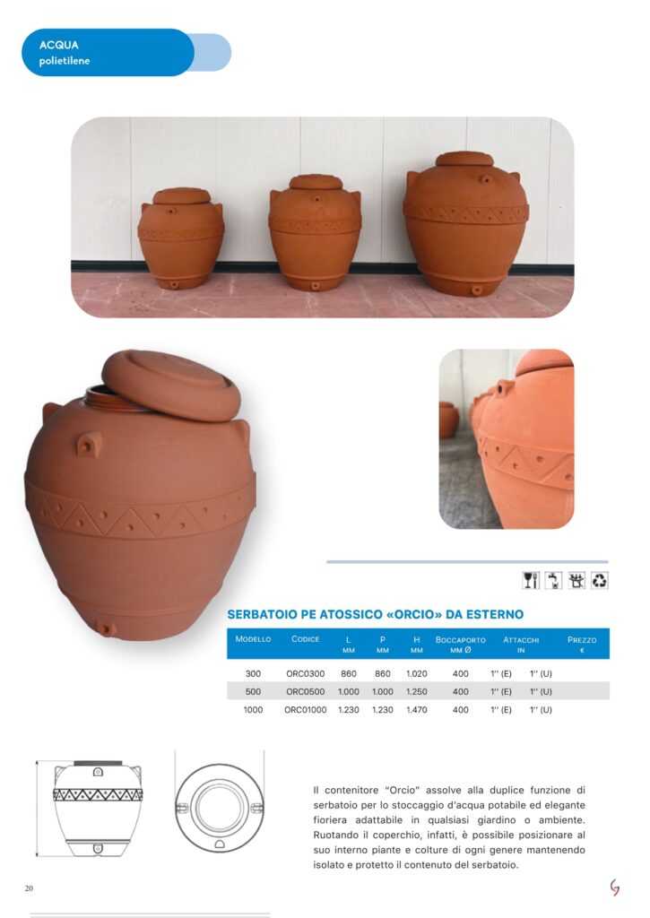 Serbatoio per Acqua Potabile color terracotta Litri 500 Orcio - Giurgola - immagine 4